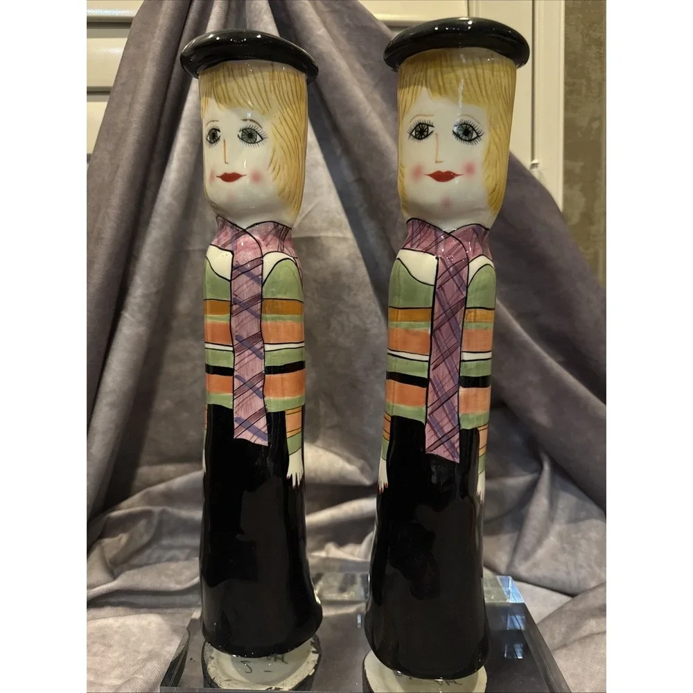 VTG CERAMIC‎ CANDLE HOLDERS BELLA CASA SUSAN PALEY BY GANZ / Valentina & Susie